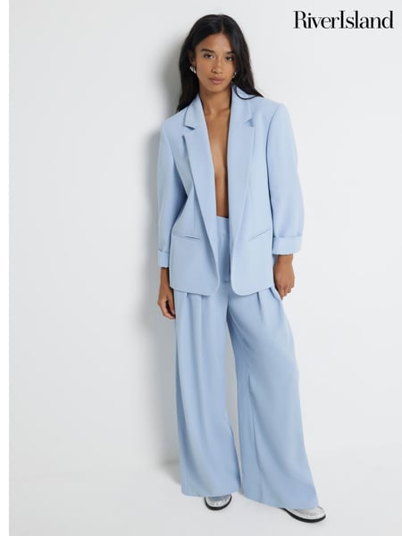 River Island Blue Petite Wide Leg Tailored Trousers (E72872) | € 27