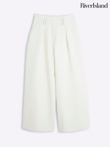 River Island Cream Petite Tailored Wide Leg Trousers (E72873) | € 31
