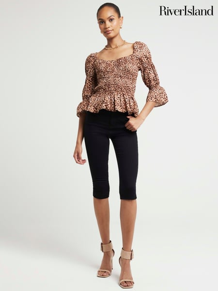 River Island Leopard Print Shirred Top (E73012) | € 25
