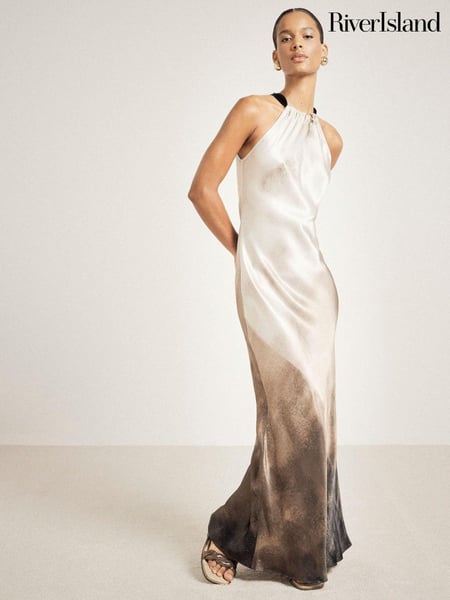 River Island Grey Halter Ombre Slip Dress (E73087) | € 43