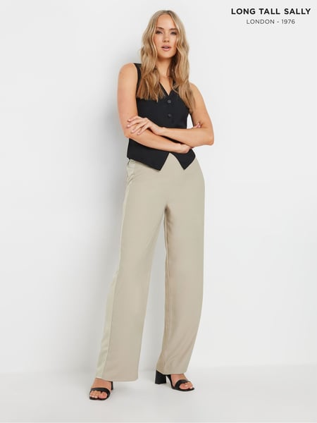 Long Tall Sally Natural Satin Side Stripe Trousers (E74174) | € 33