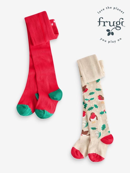 Frugi Red Oatmeal Tights 2 Pack (E74372) | € 25 - € 28