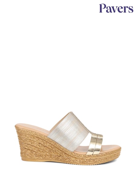 Pavers Gold Metallic Wedge Espadrilles (E74488) | € 55