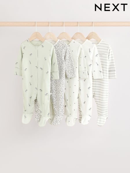 Green Baby 100% Cotton Sleepsuit 5 Pack (0mths-2yrs) (E74863) | € 41 - € 44