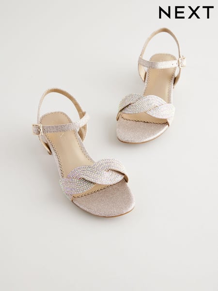 Ivory Glitter Heeled Sandals (E74900) | € 30 - € 40