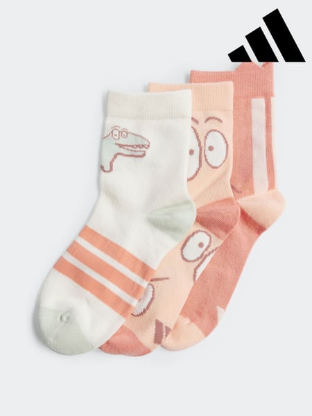 adidas Orange/White Little Kids Adiraptor Crew Socks 3 Pack (E75640) | € 14