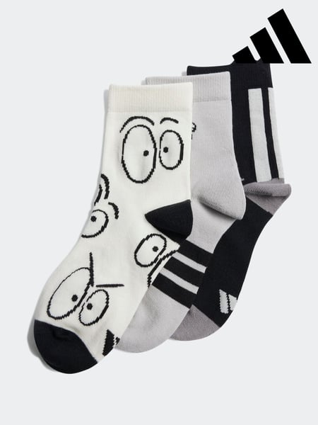 adidas Black/White Little Kids Adiraptor Crew Socks 3 Pack (E75641) | € 14