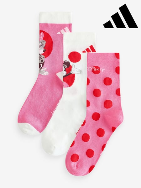 adidas Pink/White Little Kids Minnie Mouse Socks 3 Pack (E75651) | € 16
