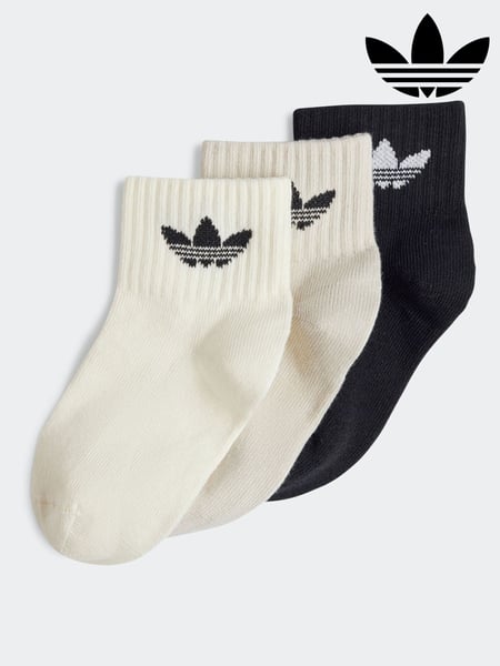 adidas Originals White/Black Kids Ankle Socks 3Pack (E75661) | € 9