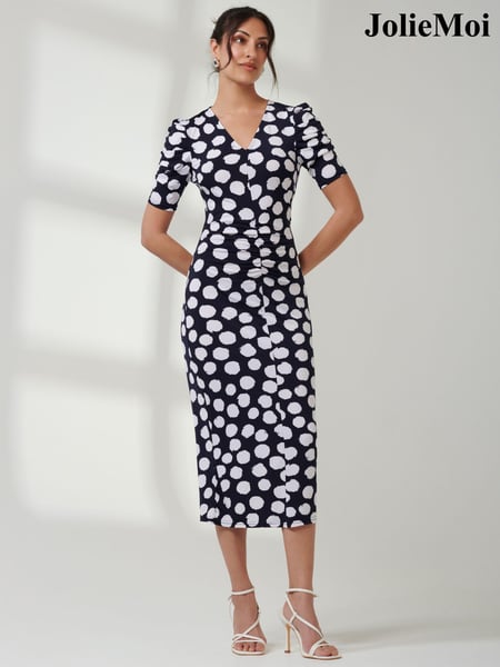 Jolie Moi Black Puff Sleeve Bodycon Midi Dress (E76437) | € 43