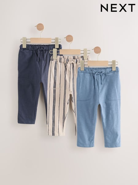 Blue/Navy Blue/ Stripe 100% Cotton Lightweight Jersey Joggers (3mths-7yrs) (E76486) | € 26 - € 31
