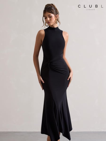 Club L London Black Brionna Twist Front Maxi Dress (E76610) | € 58