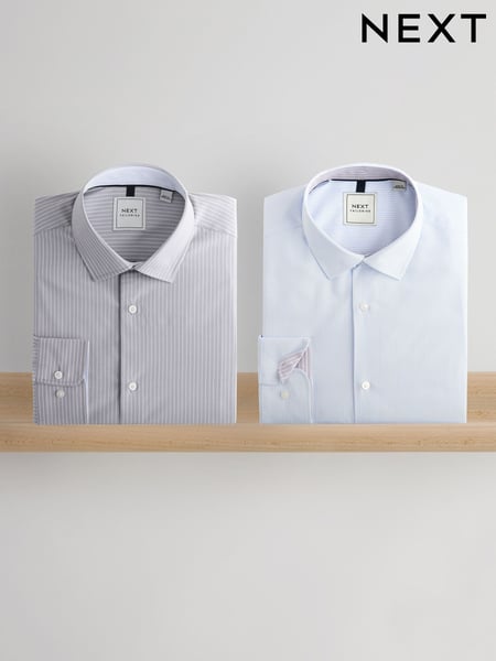 Blue Stripe/Neutral Stripe Regular Fit Single Cuff Easy Care Smart Shirts 2 Pack (E76982) | € 63