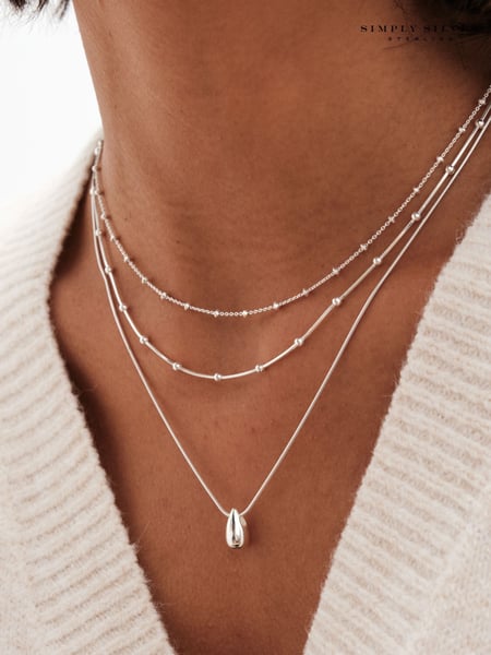 Simply Silver Silver Tone Sterling 925 Polished Double Row Ball Chain Necklace (E77637) | € 101