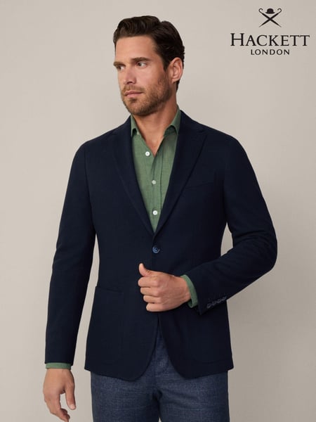 Hackett London Mens Blue Cotton/Linen Mix Jacket (E78246) | € 288