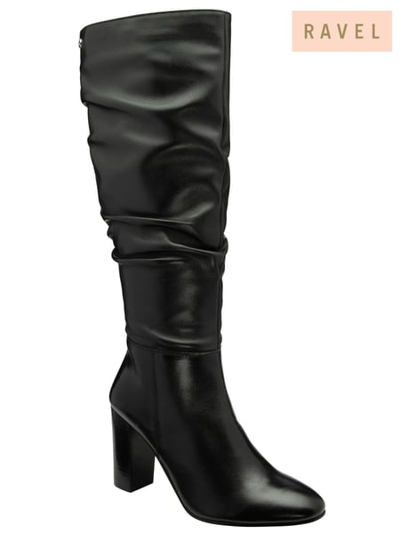 Ravel Black Leather Knee-High Boots (E78426) | € 101