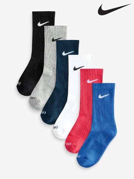 Nike Black/White Little Kids Performance Crew Socks 6 Pack (E79341) | € 28