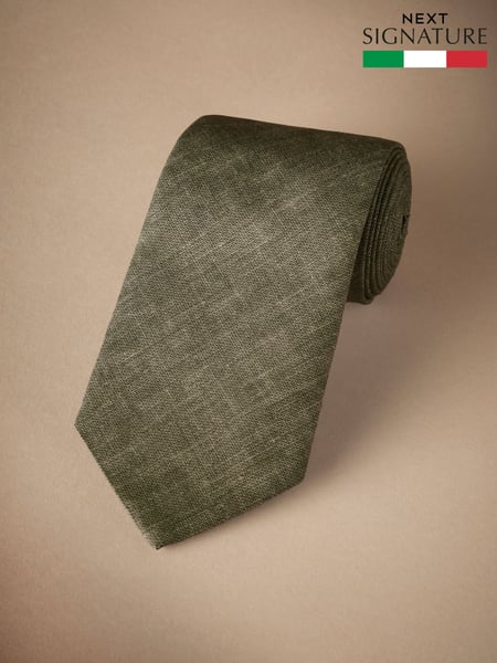 Green Signature Made In Italy Printed Melange Look Tie (E79386) | € 52