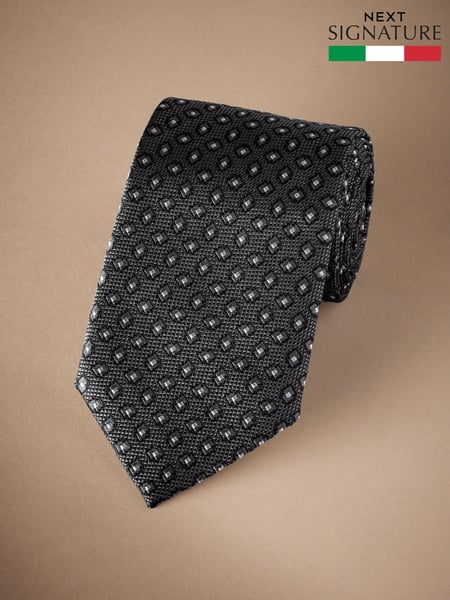Grey Signature Made In Italy Geometric Design Tie (E79396) | € 23