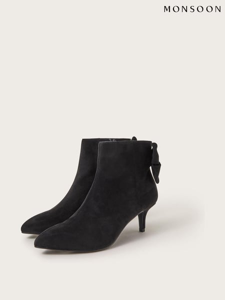 Monsoon Black Evie Kitten Heel Bow Boots (E79473) | € 133