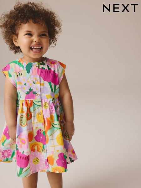 Multi Floral Button Through Summer Dress (3mths-10yrs) (E79564) | € 17 - € 21