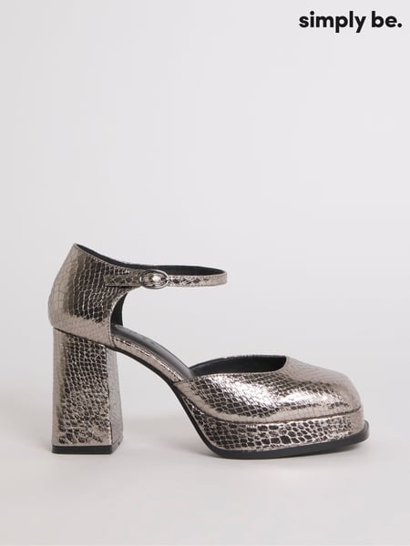Simply Be Silver Extra Wide Fit Platform Heeled Shoes (E79894) | € 33