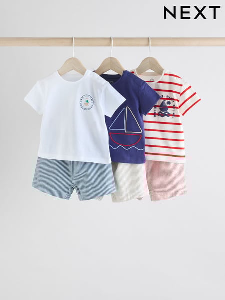 Blue/Red Boat Baby Tops and Shorts Set 6 Piece (E81344) | € 40 - € 43