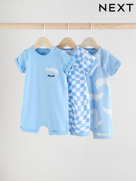 Blue/White Baby Rompers 3 Pack (E81375) | € 26 - € 31