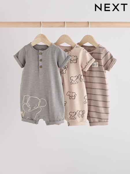 Neutral Elephant Baby Rompers 3 Pack (E81376) | € 24 - € 30