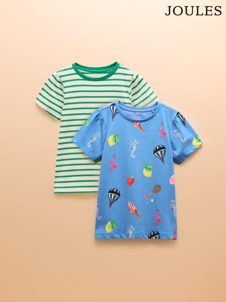 Joules Let's Go Green/Blue Short Sleeve T-Shirt Multipack (E81899) | € 28 - € 31
