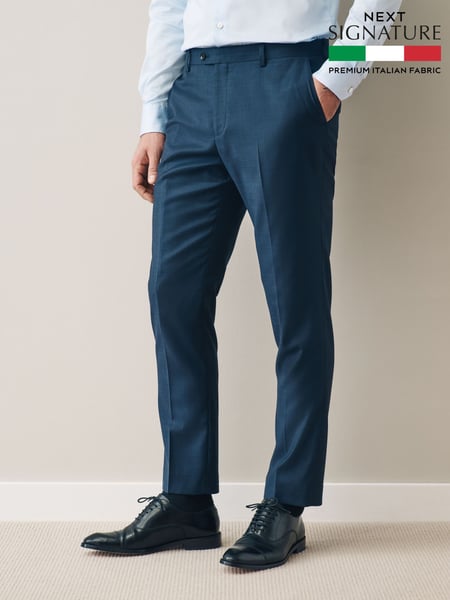 Navy Slim Fit Signature Cerutti 100% Wool Italian Fabric Suit Trousers (E82637) | € 187