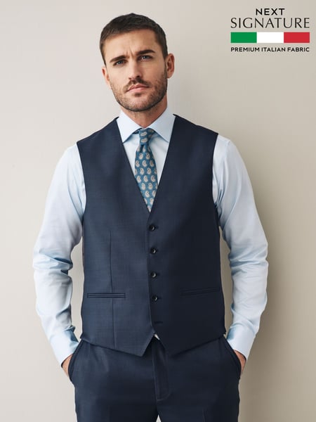 Navy Signature Cerutti Italian Fabric Suit Waistcoat (E82638) | € 149
