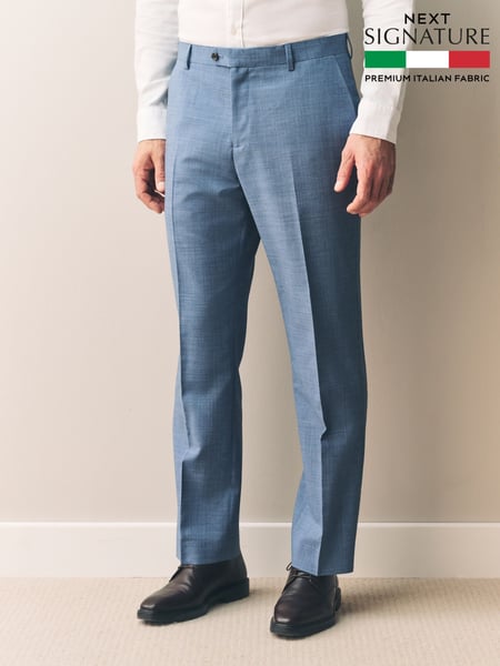 Blue Regular Fit Signature Nova Fides Wool Trousers (E82664) | € 103