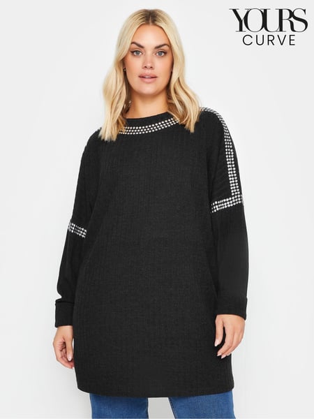 Yours Curve Black Studded Neckline Embellished Jumper (E82984) | € 53