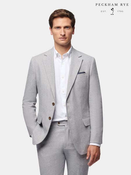 Peckham Rye Grey Regular Fit Linen Blend Jacket (E83086) | € 304