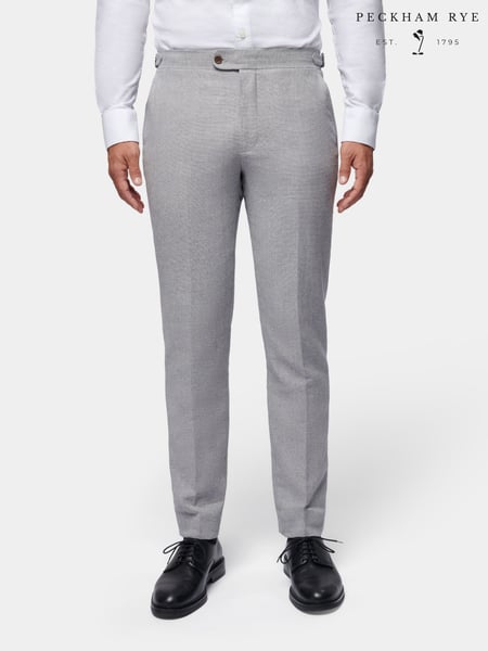Peckham Rye Grey Regular Fit Linen Blend Trousers (E83087) | € 148