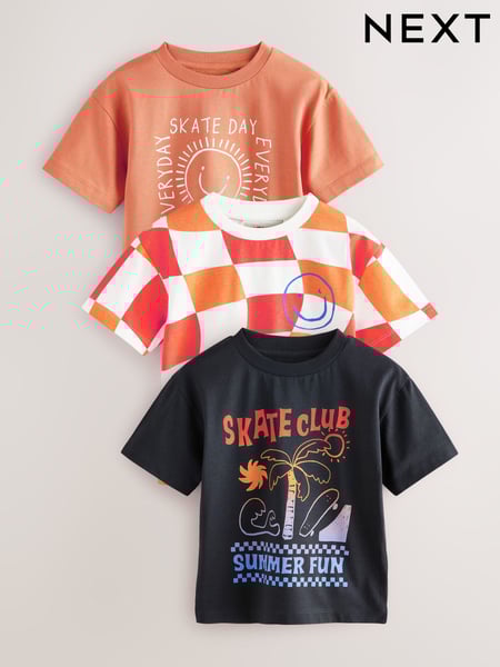 Mid Orange Short Sleeve T-Shirts 3 Pack (3mths-7yrs) (E83464) | € 21 - € 27