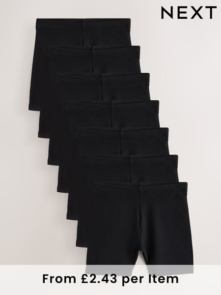 Black Rich Stretch Cycle Shorts 7 Pack (3-16yrs) (E84437) | € 24 - € 38