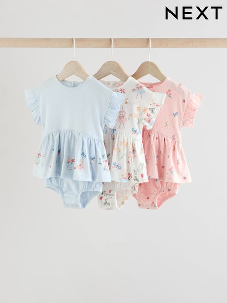 Pink Baby 100% Cotton Rompers 3 Pack (E84781) | € 31 - € 37
