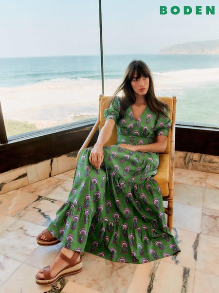 Boden Green Bella Puff Sleeve Maxi Dress (E85541) | € 94