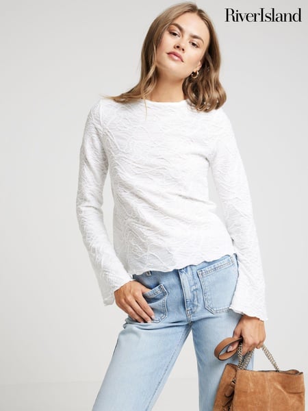 River Island Cream Textured Scoop Neck Top (E85927) | € 22