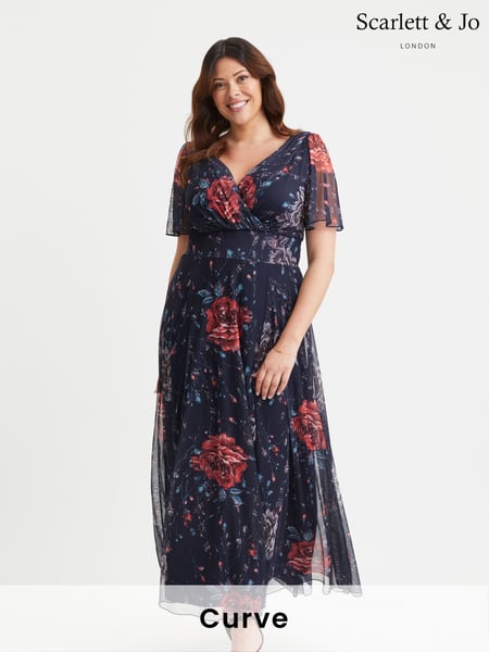 Scarlett & Jo Blue Isabelle Angel Sleeve Maxi Dress (E86290) | € 148