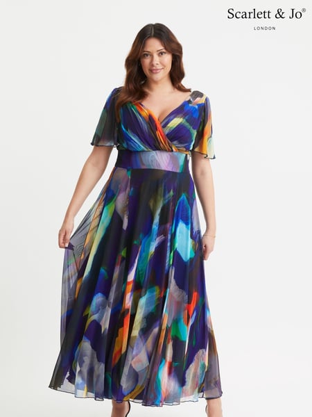 Scarlett & Jo multi Curve Isabelle Angel Sleeve Maxi Dress (E86296) | € 148