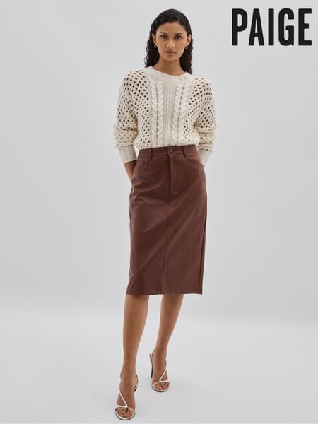Paige Faux-Leather Midi Brown Skirt (E86636) | € 437