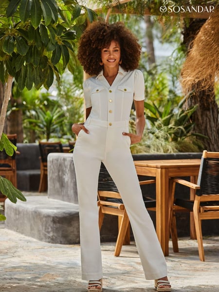 Sosandar White Button Front Jumpsuit (E86889) | € 133