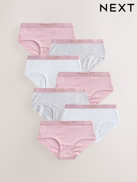 Pink/Grey Hipster Briefs 7 Pack (2-16yrs) (E87096) | € 16 - € 22