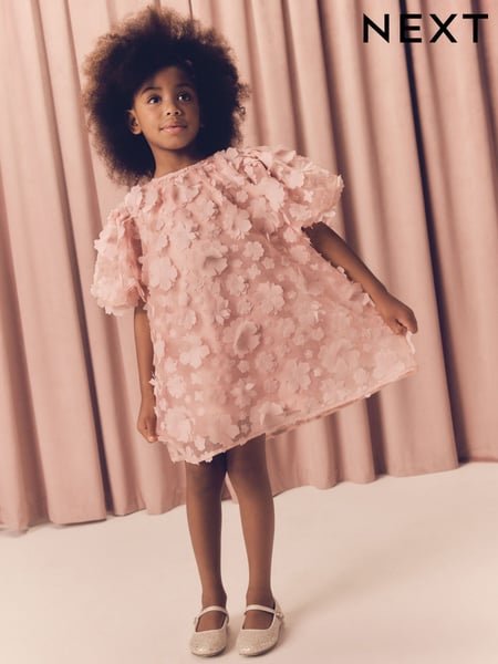 Pink 3D Floral Occasion Dress (3-16yrs) (E87248) | € 45 - € 54