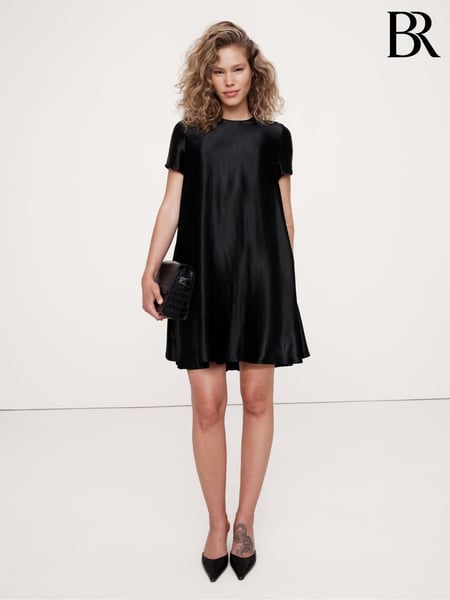 Banana Republic Black Aurelia Satin Trapeze Mini Dress (E87570) | € 226
