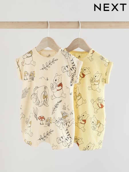 Yellow/White Baby Winnie The Pooh Rompers 2 Pack (0mths-3yrs) (E87576) | € 24 - € 30
