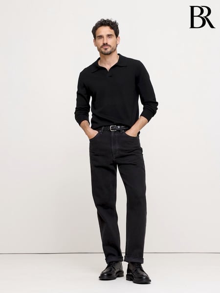 Banana Republic Black Merino Wool Italian Jumper Polo (E87832) | € 140